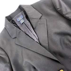 Brooks Brothers Women 16 Blazer Black Loro Piana Wool Gold Button Professional